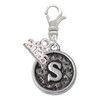 Silver Plated Antiqued Round Seal - Initial - S - Silver Plated Clip on Charm with Mini Year 2026: Year to Remember Jewelry Gift - Celebrations
