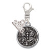 Silver Plated Antiqued Round Seal - Butterfly - Silver Plated Clip on Charm with Mini Year 2026: Year to Remember Jewelry Gift - Celebrations