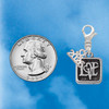 Silver Plated Antiqued Square Seal - Love with Heart - Silver Plated Clip on Charm with Mini Year 2026 Jewelry Ideas and Examples