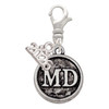 Silver Plated Doctor Caduceus Seal - MD - Silver Plated Clip on Charm with Mini Year 2026: Year to Remember Jewelry Gift - Celebrations