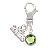 Crystal Lime Green Channel Drop - Silver Plated Clip on Charm with Mini Year 2026: Year to Remember Jewelry Gift - Celebrations