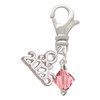 October - Hot Pink Crystal Bicone - Silver Plated Clip on Charm with Mini Year 2026: Year to Remember Jewelry Gift - Celebrations