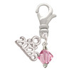 Pink Crystal Bicone - Silver Plated Clip on Charm with Mini Year 2026: Year to Remember Jewelry Gift - Celebrations