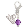 February - Purple Crystal Bicone - Silver Plated Clip on Charm with Mini Year 2026: Year to Remember Jewelry Gift - Celebrations