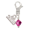 Fuchsia Crystal Bicone - Silver Plated Clip on Charm with Mini Year 2026: Year to Remember Jewelry Gift - Celebrations