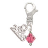 Indian Pink Crystal Bicone - Silver Plated Clip on Charm with Mini Year 2026: Year to Remember Jewelry Gift - Celebrations