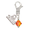 Orange Crystal Bicone - Silver Plated Clip on Charm with Mini Year 2026: Year to Remember Jewelry Gift - Celebrations
