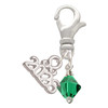 May - Green Crystal Bicone - Silver Plated Clip on Charm with Mini Year 2026: Year to Remember Jewelry Gift - Celebrations