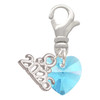 10mm Hot Blue Crystal Heart - Silver Plated Clip on Charm with Mini Year 2026: Year to Remember Jewelry Gift - Celebrations