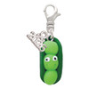 Fimo Clay Three Peas in a Pod - Silver Plated Clip on Charm with Mini Year 2026: Year to Remember Jewelry Gift - Celebrations