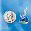 Resin Blue Fish with Pink Polka Dots - Silver Plated Clip on Charm with Mini Year 2026 Jewelry Ideas and Examples