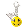 Resin Small 3-D Happy Face - Silver Plated Clip on Charm with Mini Year 2026: Year to Remember Jewelry Gift - Celebrations