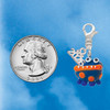 Resin Blue Alien with Orange Dots - Silver Plated Clip on Charm with Mini Year 2026 Jewelry Ideas and Examples