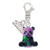 Resin Purple Panda Bear - Silver Plated Clip on Charm with Mini Year 2026: Year to Remember Jewelry Gift - Celebrations