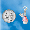 Resin Mini White Cupcake with Pink Frosting - Silver Plated Clip on Charm with Mini Year 2026 Jewelry Ideas and Examples