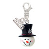 Resin Snowman Head with Top Hat - Silver Plated Clip on Charm with Mini Year 2026: Year to Remember Jewelry Gift - Celebrations