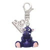Resin Purple Hippopotamus Honey - Silver Plated Clip on Charm with Mini Year 2026: Year to Remember Jewelry Gift - Celebrations