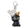Resin Black Kitty Cat with Witch Hat - Silver Plated Clip on Charm with Mini Year 2026: Year to Remember Jewelry Gift - Celebrations