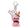 Resin Pink Birthday Kitty Cat - Silver Plated Clip on Charm with Mini Year 2026: Year to Remember Jewelry Gift - Celebrations