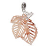 Acrylic Medium Triple Leaf Mixed Brown and Yellow - Silver Plated Twist Rope Bead Charm Dangle with Mini Year 2026: Year to Remember Jewelry Gift - Celebrations