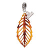 Acrylic Large Leaf Orange Brown - Silver Plated Twist Rope Bead Charm Dangle with Mini Year 2026: Year to Remember Jewelry Gift - Celebrations