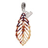 Acrylic Large Leaf Mixed Brown and Yellow - Silver Plated Twist Rope Bead Charm Dangle with Mini Year 2026: Year to Remember Jewelry Gift - Celebrations