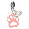 Acrylic Small Paw Light Pink - Silver Plated Twist Rope Bead Charm Dangle with Mini Year 2026: Year to Remember Jewelry Gift - Celebrations