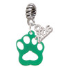 Acrylic Small Paw Green - Silver Plated Twist Rope Bead Charm Dangle with Mini Year 2026: Year to Remember Jewelry Gift - Celebrations