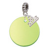 Acrylic 1" Disc Shimmer Lime Green - Silver Plated Twist Rope Bead Charm Dangle with Mini Year 2026: Year to Remember Jewelry Gift - Celebrations