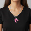 Acrylic Large Pink Skull - Silver Plated Twist Rope Bead Charm Dangle with Mini Year 2026 as a necklace pendant