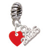Acrylic 5/16" Red Heart - Silver Plated Twist Rope Bead Charm Dangle with Mini Year 2026: Year to Remember Jewelry Gift - Celebrations