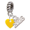 Acrylic 5/16" Yellow Heart - Silver Plated Twist Rope Bead Charm Dangle with Mini Year 2026: Year to Remember Jewelry Gift - Celebrations