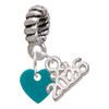 Acrylic 5/16" Teal Heart - Silver Plated Twist Rope Bead Charm Dangle with Mini Year 2026: Year to Remember Jewelry Gift - Celebrations