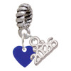 Acrylic 5/16" Royal Blue Heart - Silver Plated Twist Rope Bead Charm Dangle with Mini Year 2026: Year to Remember Jewelry Gift - Celebrations