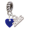 Acrylic 5/16" Navy Blue Heart - Silver Plated Twist Rope Bead Charm Dangle with Mini Year 2026: Year to Remember Jewelry Gift - Celebrations