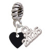Acrylic 5/16" Black Heart - Silver Plated Twist Rope Bead Charm Dangle with Mini Year 2026: Year to Remember Jewelry Gift - Celebrations