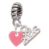 Acrylic 5/16" Pink Heart - Silver Plated Twist Rope Bead Charm Dangle with Mini Year 2026: Year to Remember Jewelry Gift - Celebrations