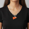 Acrylic Large Orange Megaphone - Silver Plated Twist Rope Bead Charm Dangle with Mini Year 2026 as a necklace pendant
