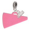 Acrylic Large Hot Pink Megaphone - Silver Plated Twist Rope Bead Charm Dangle with Mini Year 2026: Year to Remember Jewelry Gift - Celebrations