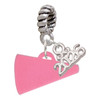 Acrylic Hot Pink Megaphone - Silver Plated Twist Rope Bead Charm Dangle with Mini Year 2026: Year to Remember Jewelry Gift - Celebrations