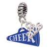 Acrylic Royal Blue Cheer Megaphone - Silver Plated Twist Rope Bead Charm Dangle with Mini Year 2026: Year to Remember Jewelry Gift - Celebrations