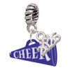 Acrylic Navy Cheer Megaphone - Silver Plated Twist Rope Bead Charm Dangle with Mini Year 2026: Year to Remember Jewelry Gift - Celebrations