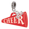 Acrylic Large Red Cheer Megaphone - Silver Plated Twist Rope Bead Charm Dangle with Mini Year 2026: Year to Remember Jewelry Gift - Celebrations