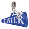 Acrylic Large Royal Blue Cheer Megaphone - Silver Plated Twist Rope Bead Charm Dangle with Mini Year 2026: Year to Remember Jewelry Gift - Celebrations