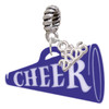 Acrylic Large Navy Cheer Megaphone - Silver Plated Twist Rope Bead Charm Dangle with Mini Year 2026: Year to Remember Jewelry Gift - Celebrations