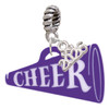 Acrylic Large Purple Cheer Megaphone - Silver Plated Twist Rope Bead Charm Dangle with Mini Year 2026: Year to Remember Jewelry Gift - Celebrations