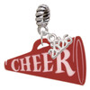 Acrylic Large Maroon Cheer Megaphone - Silver Plated Twist Rope Bead Charm Dangle with Mini Year 2026: Year to Remember Jewelry Gift - Celebrations