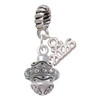 Silver Plated Center Spacer Spinner - Silver Plated Twist Rope Bead Charm Dangle with Mini Year 2026: Year to Remember Jewelry Gift - Celebrations