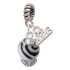 Silver Plated Wide Zebra Print Spinners - Silver Plated Twist Rope Bead Charm Dangle with Mini Year 2026: Year to Remember Jewelry Gift - Celebrations