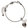 Resin White Bull Terrier Dog - Silver Plated Twist Rope Bead Charm Dangle with Mini Year 2026 on a large hole bead bracelet Jewelry Ideas and Examples